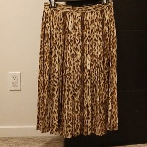 J Crew Skirt Pleated Leopard Print Skirt